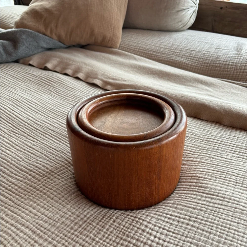 Mid Century Nissen Denmark Teak Ice Bucket